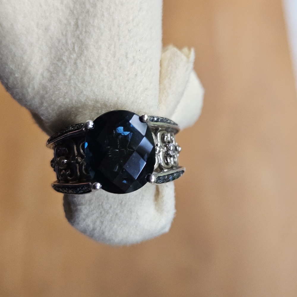 Victoria Wieck 5.33ct London Blue Topaz & Gem/Blue diamond Bridge Ring Size 7 - Picture 16 of 17